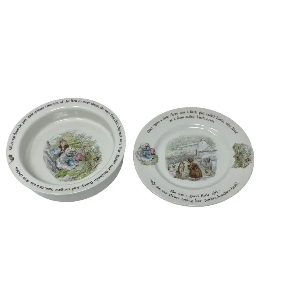 Peter Rabbit Wedgwood Mrs Tiggy-Winkle Kids Easter‎ Plate Bowl Set 6.5in Spring